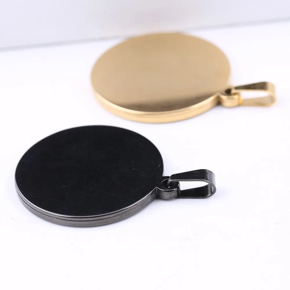 Onwear 10 pz 25mm placcato oro nero in acciaio inox Cabochon vassoi fai da te lunetta ciondolo impostazioni di Base per collana creazione di gioielli