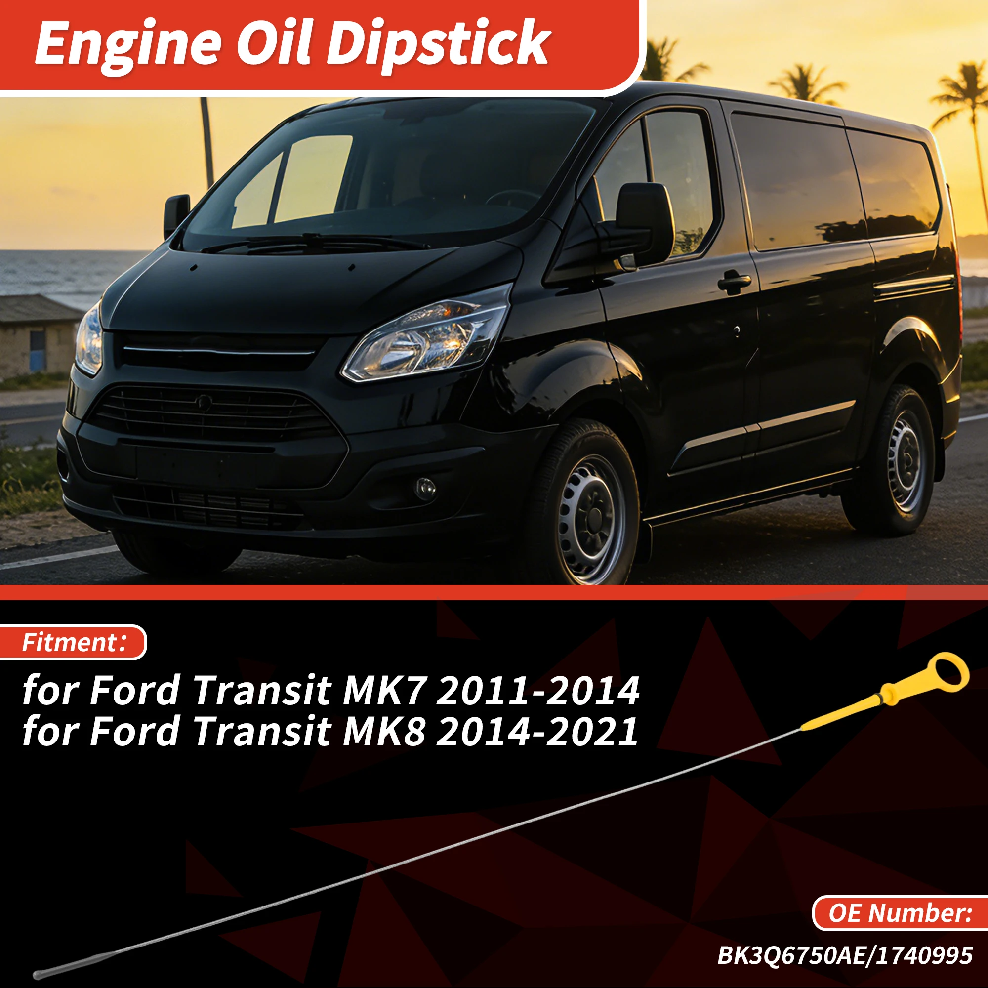 UXCELL Oil Dipstick Oil Level Dip Stick No.BK3Q6750AE for Ford Transit MK7 2011-2014