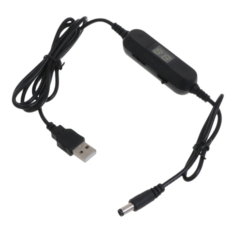 USB 5V to 1.5V 3V 4.5V 6V 7.5V 9V 12V 2.5mm/3.5mm/4.0mm/5.5mm Adjustable  Cable with LED Dislpay for Toy Games