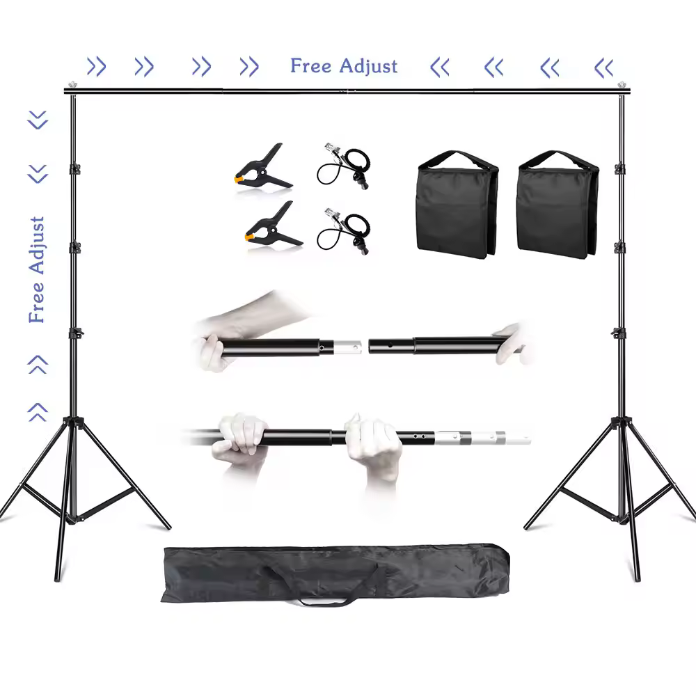 Support de fond pour Studio Photo et vidéo, 2.6x3M/8.5x10 pieds, système de Support de fond télescopique réglable avec sac de transport