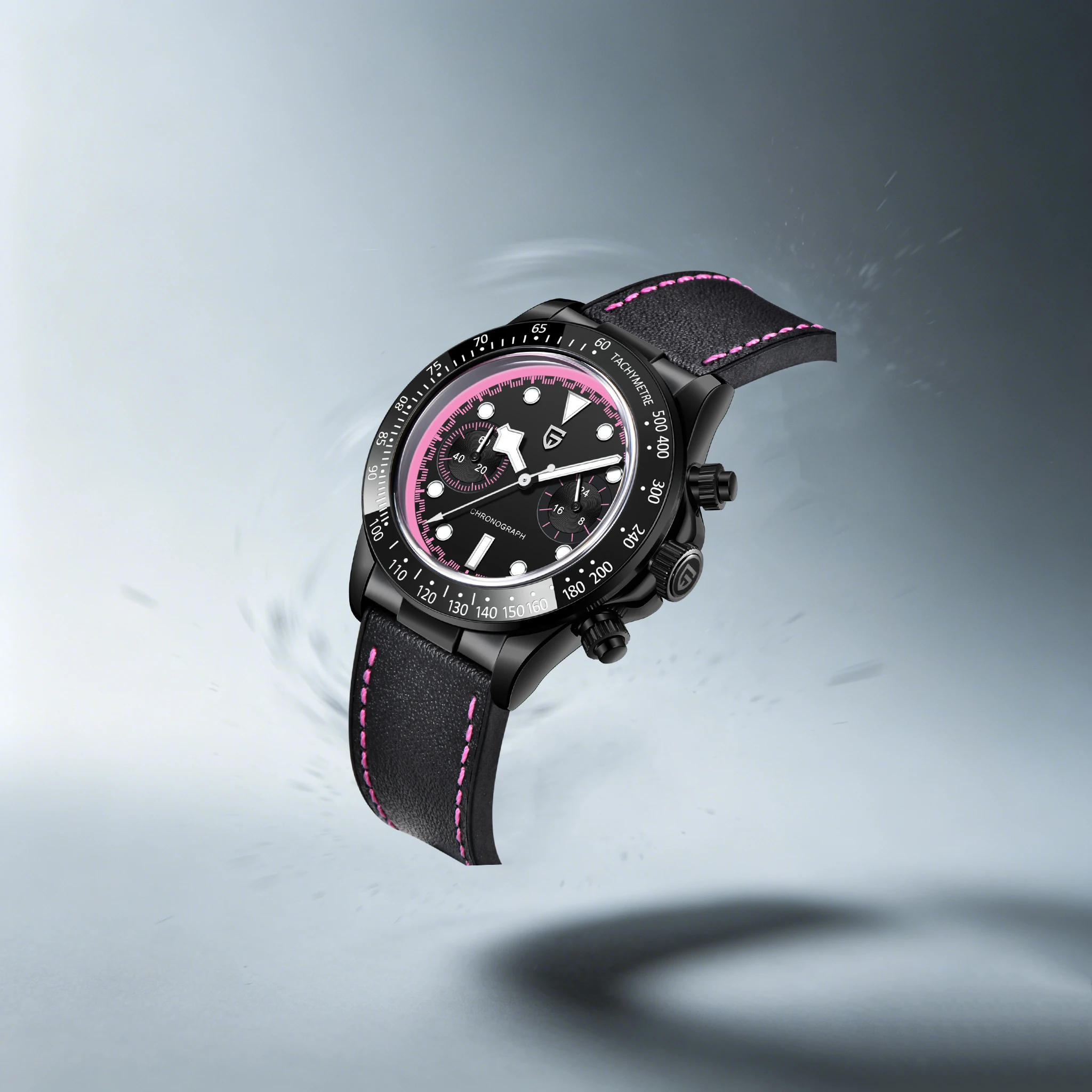 PAGANI DESIGN Men's Premium Dress Quartz Watch Refined Luxury Piece Rubber Strap Sapphire Luminous 5Bar Diving Tachymeter Watch