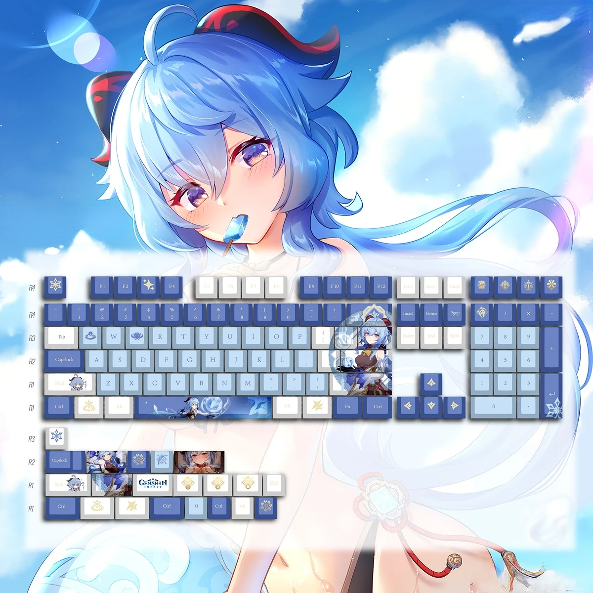 Genshin Impact  Character Themed Keycaps Ganyu Klee game keyboard cap cherry Profile 129 keys PBT keycap mechanical keyboard cap