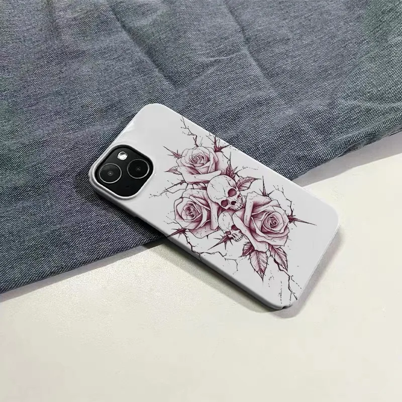 INS Pink Rose Skull Phone Case for IPHONE 17 Air 16E 15 PROMAX 14 Plus 13 12 MINI 11 PRO 16Plus XR XS MAX SE Acrylic Phone Cover