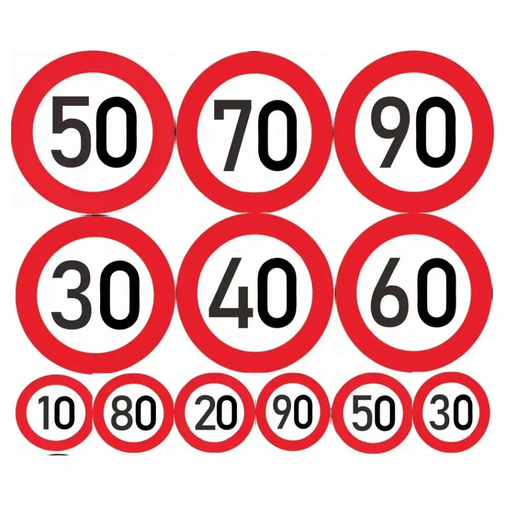Speed Limit Sticker 10-90KM/H Traffic Warning Sign Vinyl Decal For Car Motorcycle Window Body Door Decoration