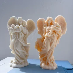 Two Designs Angel Figurine Silicone Mold Art Sculpture Soy Wax Candle Mould Praying Peace Angel Statue Gardening Crafts