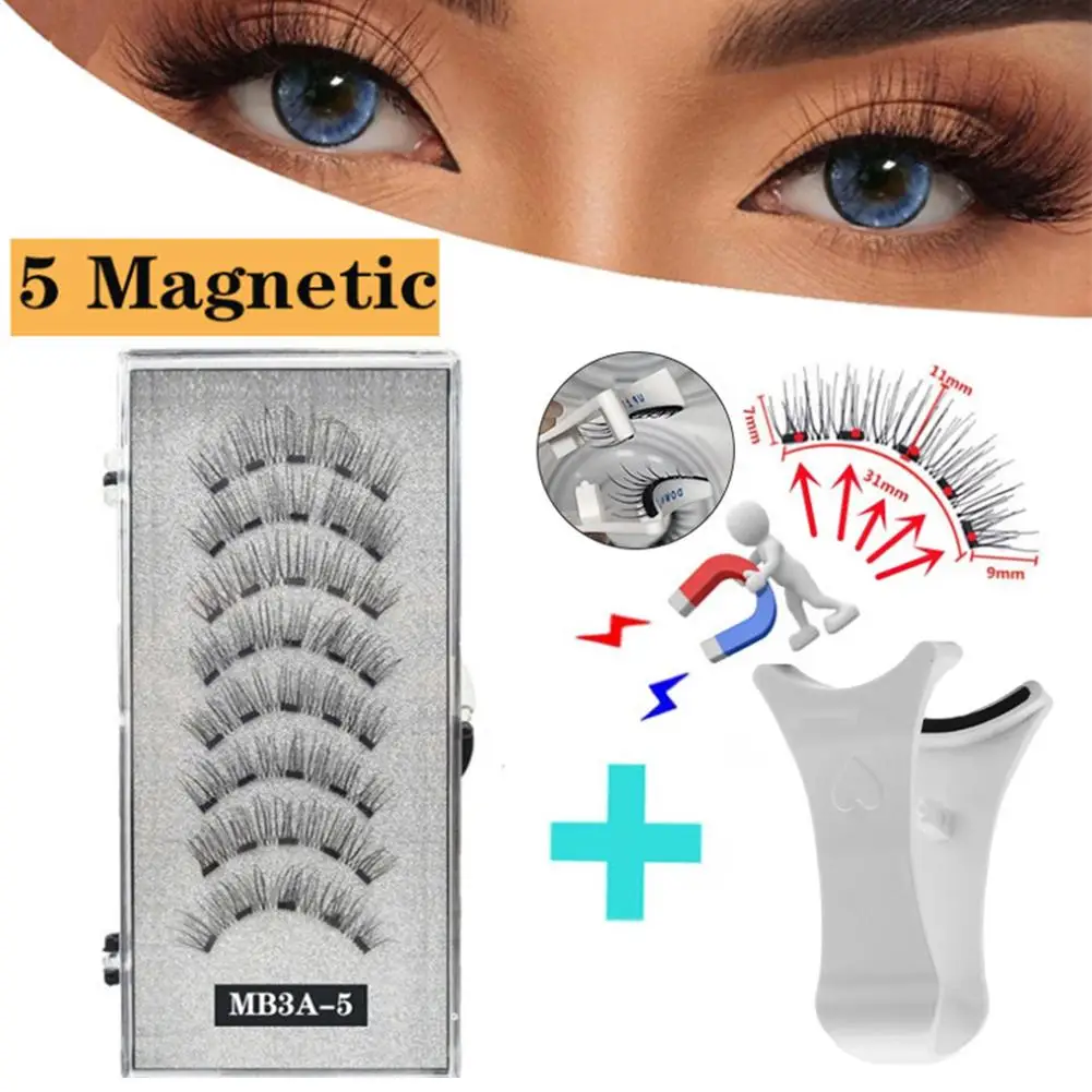 3D Natural Magnetic Eyelashes ,With 5 Magnetic Lashes Magnetic Handmade Support Eyelashes Reusable False Shipping Drop Y0Q9