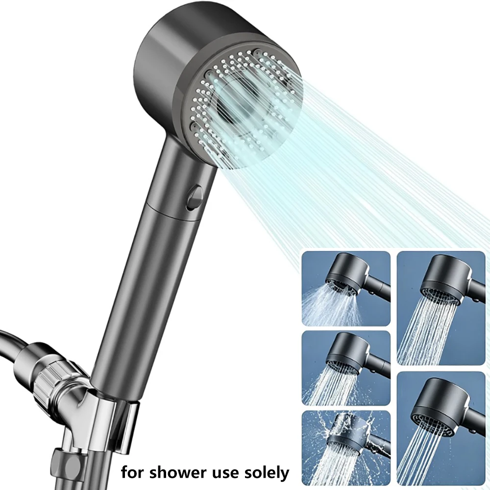 

New Shower Head with Handheld Filter Shower, Turbocharger with 5 Spray Modes, Built-in Filter On/Off Switch Bathroom Accessories