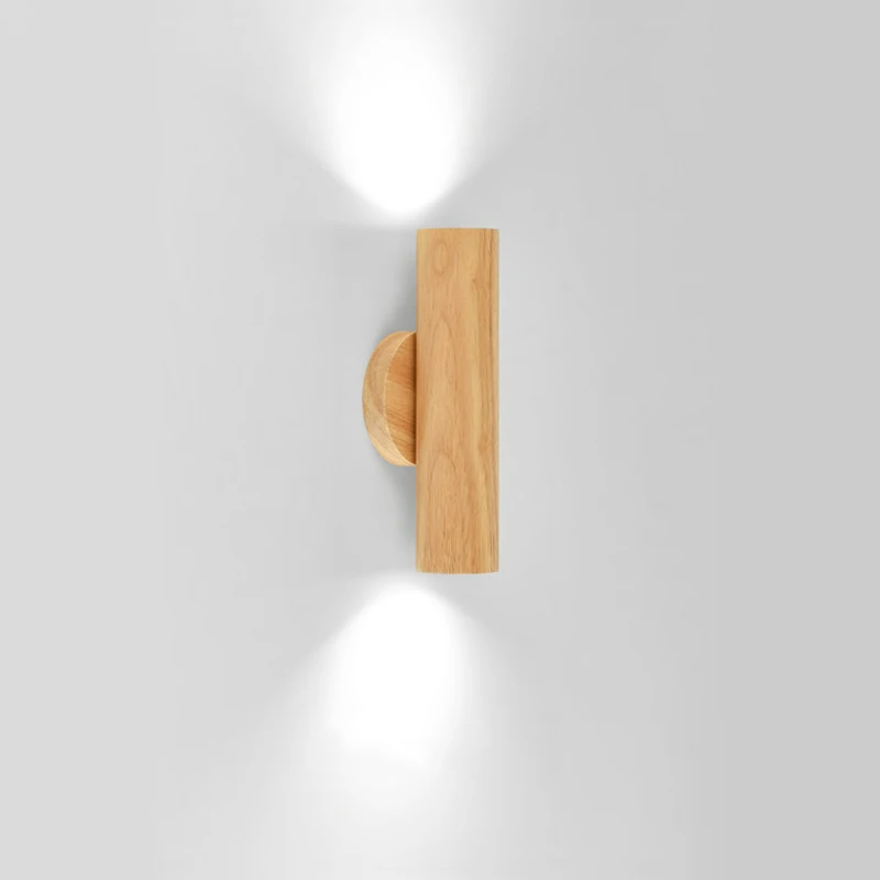 Nordic Log Wood Led Light Bedside Lamp Bedroom Study Wall Lamp Modern Background Wall Bathroom Stair Corridor Led Light