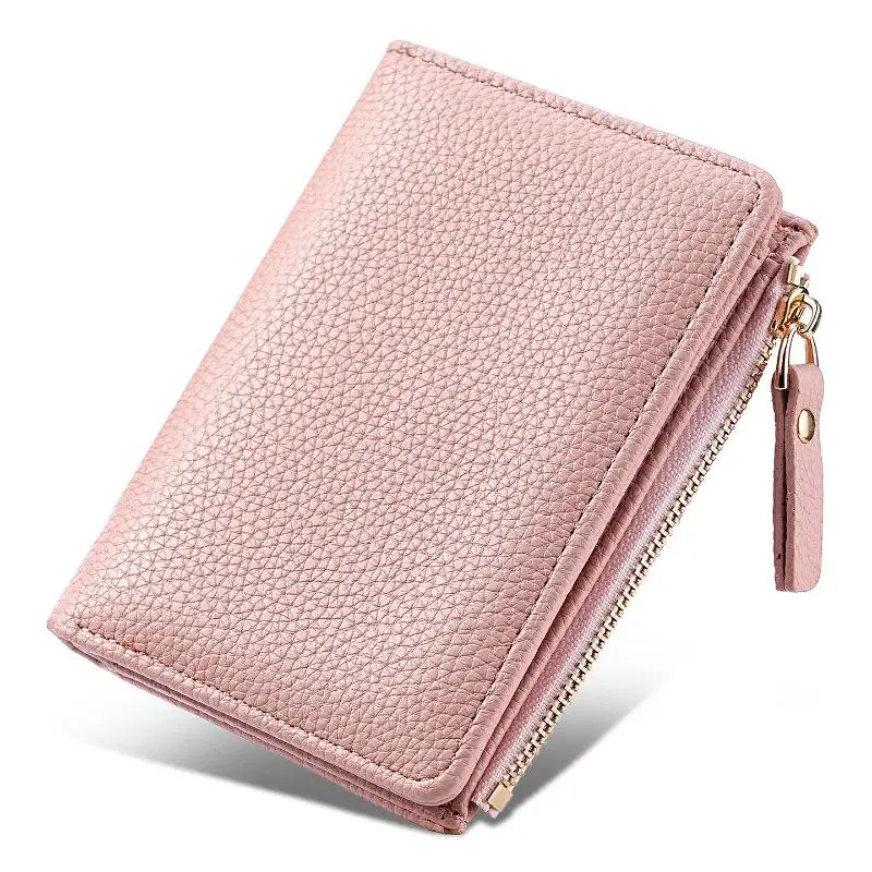 Women’s RFID Blocking Leather Wallet, Compact Bifold Coin Purse, Multi Card Holder with ID Window, Zipper Pocket, Small Clutch W
