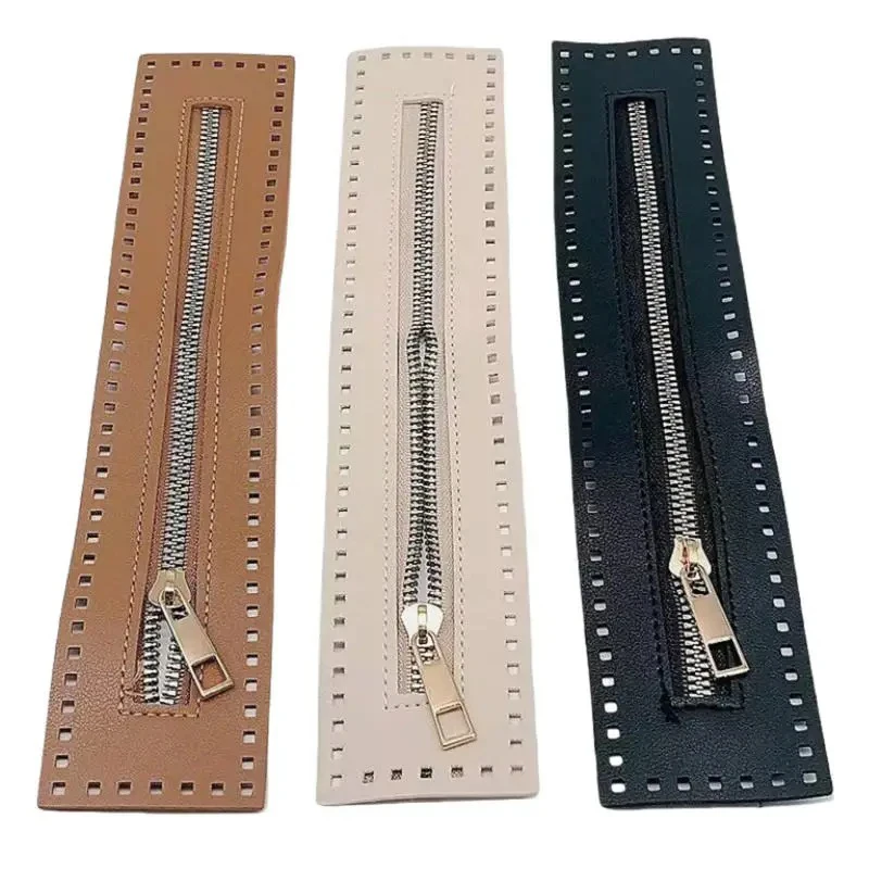 27cm Long Solid Leather Zipper for Handbag Crochet Bag Hardware Practical Sewing Accessory DIY Craft Replacement Leather PullTab