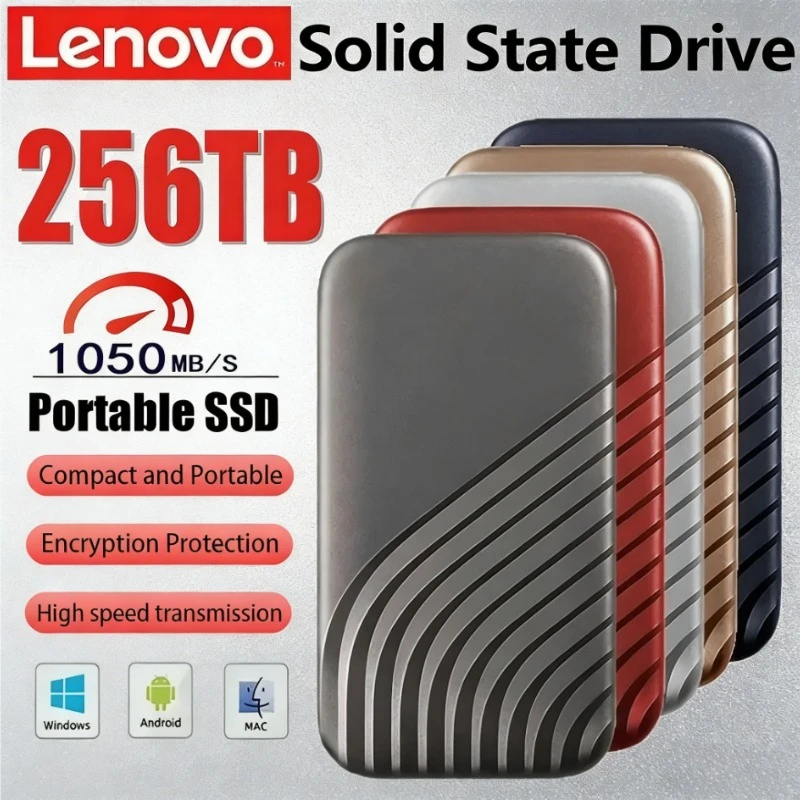 

Внешний твердотельный накопитель Lenovo 128 ТБ, Type-C, высокоскоростной USB 3.1, 2 ТБ, 4 ТБ, 8 ТБ, портативный SSD-диск для ноутбука/ПК