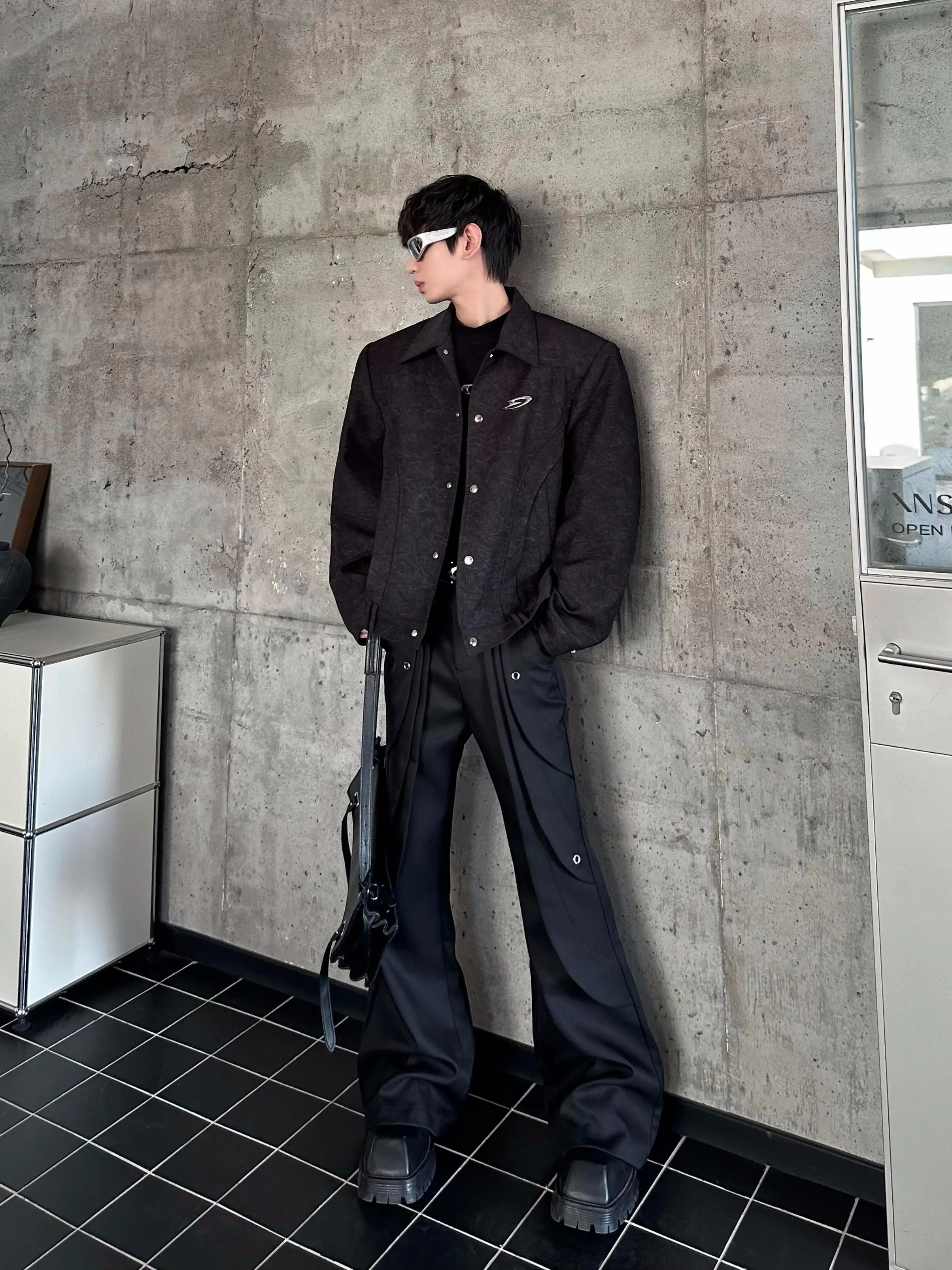 2025 Men's Spring New Loose Casual Trendy Coats Handsome Tops Male Niche Design Short Style Long Sleeve Shoulder Padded Jackets