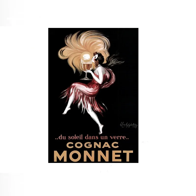 Cognac Monnet Vintage French Advertising Alcohol, Art Picture Print Canvas Poster Home Wall Decor