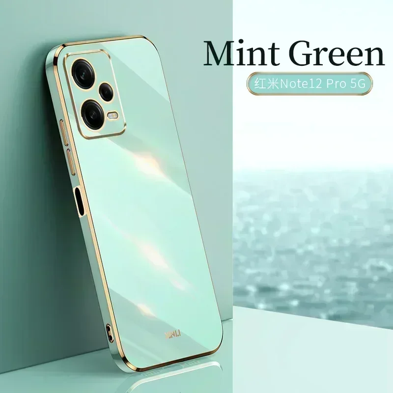 Solid Color Plating Silicone Phone Case for Xiaomi POCO X5 Pro 5G Soft Square Back Cover