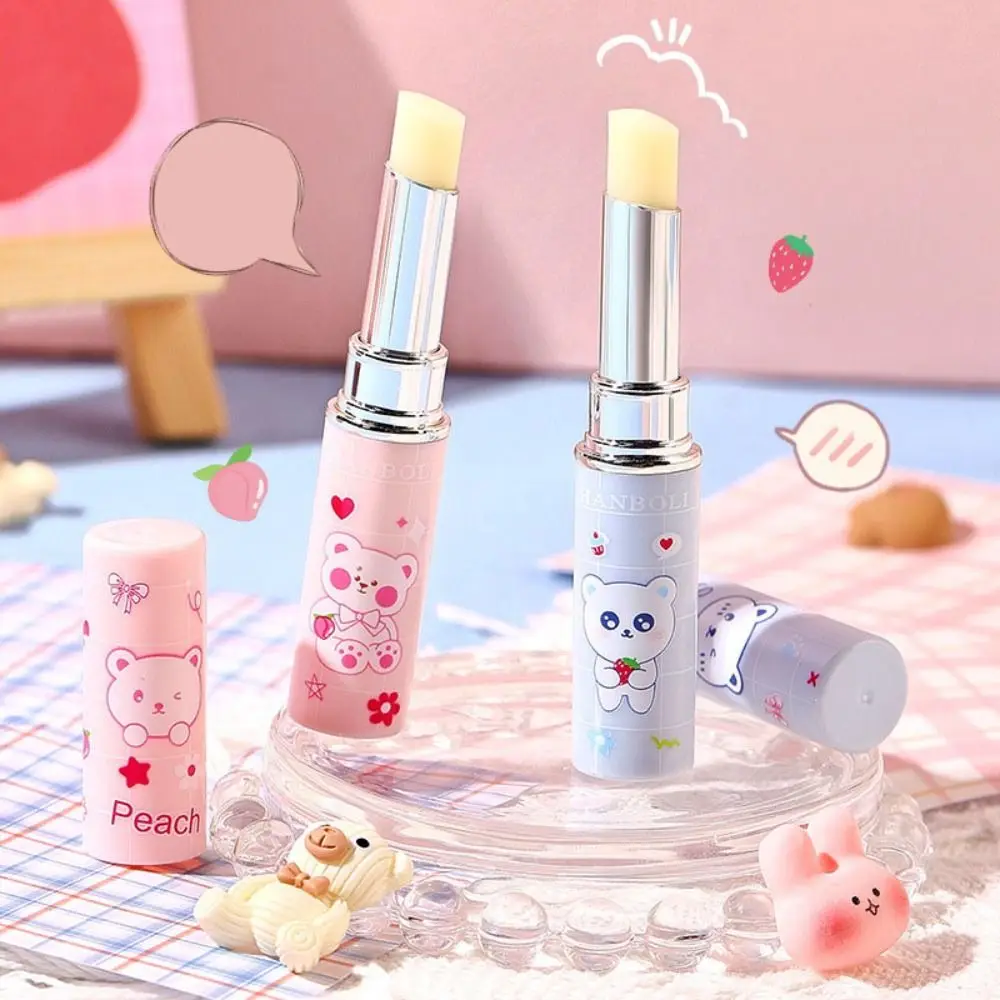 Portable Moisturizing Lips Cosmetics Jelly Natural Peach Strawberry Flavor Lipstick Fruit Long-lasting Lip Gloss Women