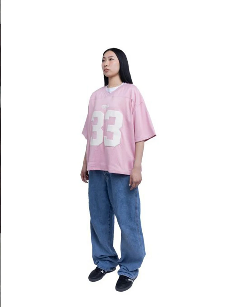 Retro Jersey Quick Dry Breathable Mesh T Shirt Men Women Street College Sports Wear Oversized Unisex Football Training Wear Y2K image 2