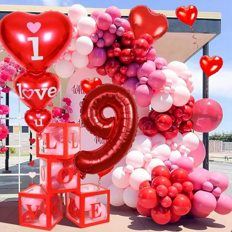 

Pink and Rose Red Wedding Balloons Garlands Arched Sets Latex Party Balloons Valentine's Day and Birthday Party Decorations