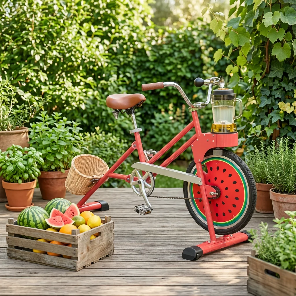 

ATV&UTVEXI Commercial Kids Bike with Stationary Pedal Generator Smoothie Blender Watermelon Theme Interactive Attraction for Jui