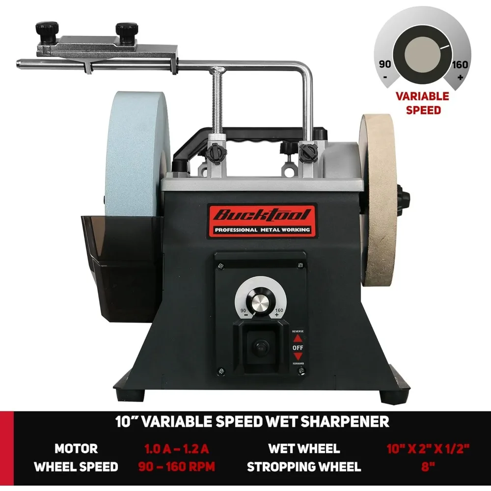 10-Inch Variable Speed Sharpening System 1.2-Amp Two-Direction Water Cooled Wet Stone Grinder 90-160RPM, SCM8103