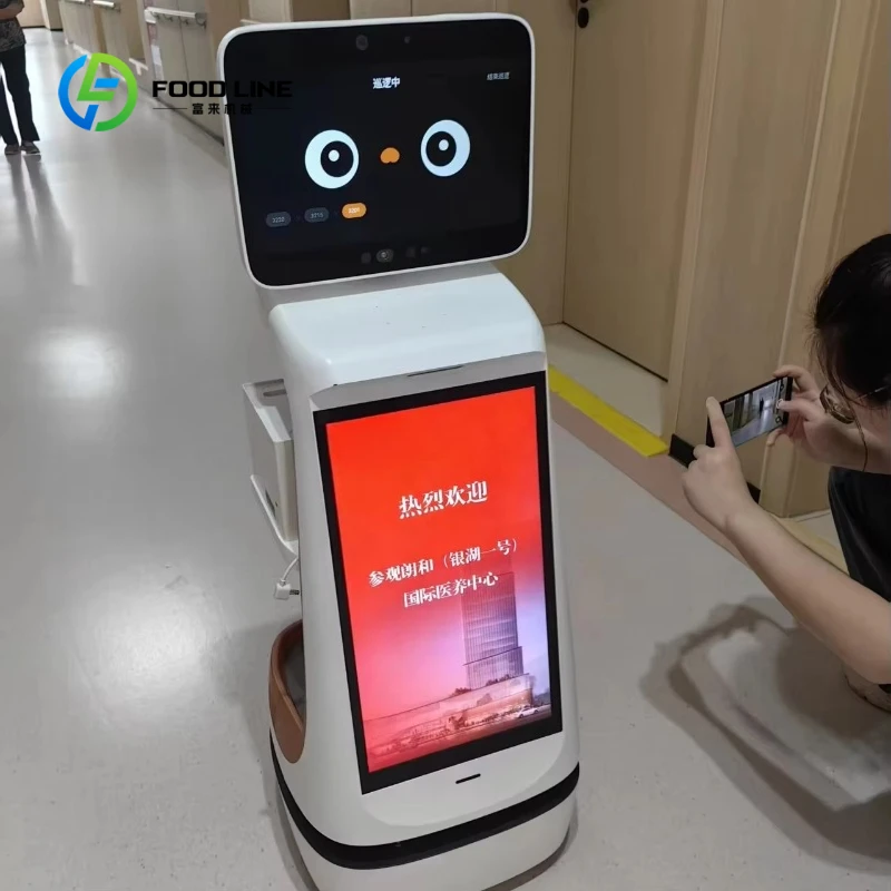 Customized Intelligent Dual Touch Screen&Obstacle Avoidance for Hotel Gallery Retail Lobby Auto Visitor Reception Welcome Robot
