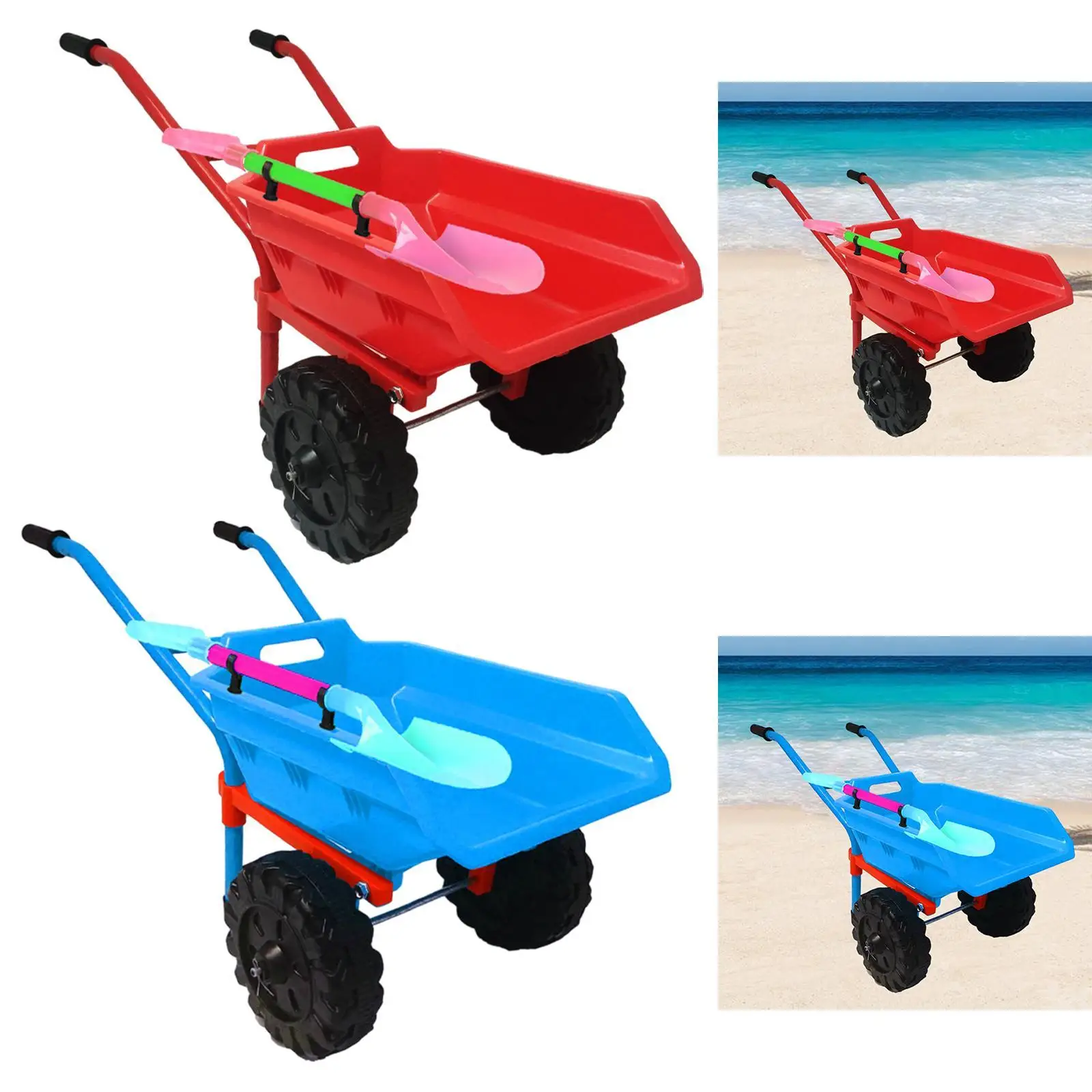 Carriola per bambini Giocattolo da giardino Manico antiscivolo 2 ruote Accessori da spiaggia Canna per ruota per bambini all'aperto per bambini Ragazzi Ragazze Bambini