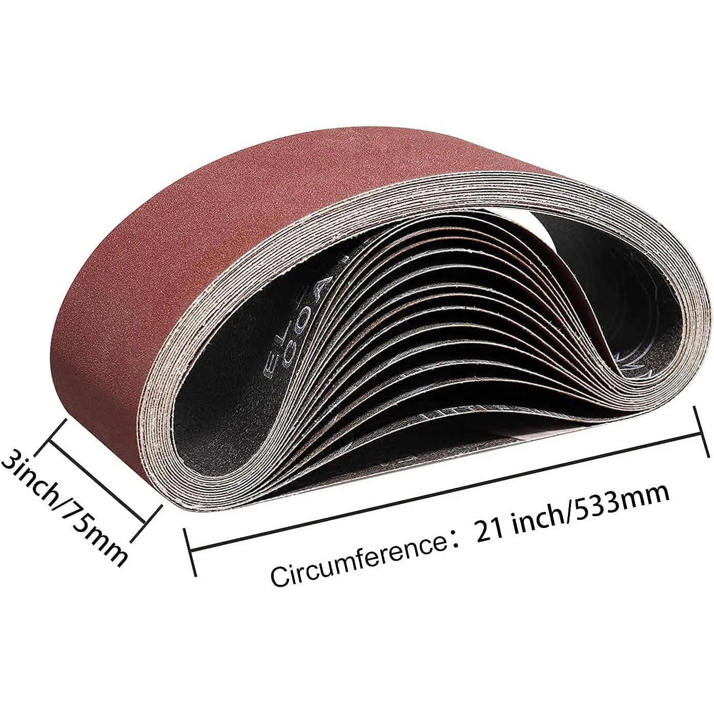3 قطع 3 × 21 بوصة أحزمة صنفرة أكسيد الألومنيوم 533 × 75 مم ورق صنفرة (40/60/80/100/120/150/180/240/320/400 حصى) مناسب لصنفرة الخشب وتلميع المعادن وصنفرة الطلاء، خاص لآلة صنفرة الحزام
