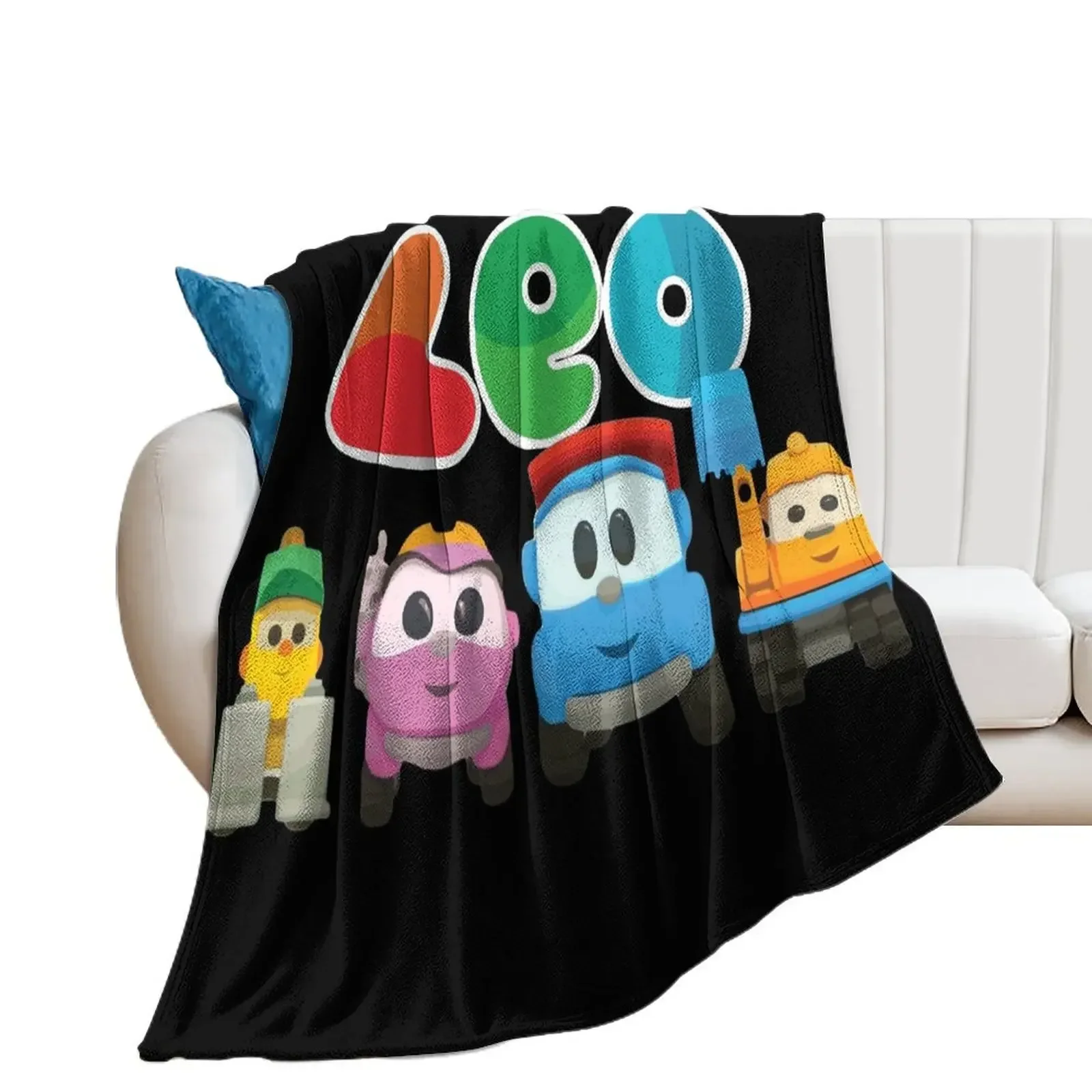 LEO the truck and friends LIFTY, SCOPP, & LEA Throw Blanket sofa bed Vintage Hairy Blankets