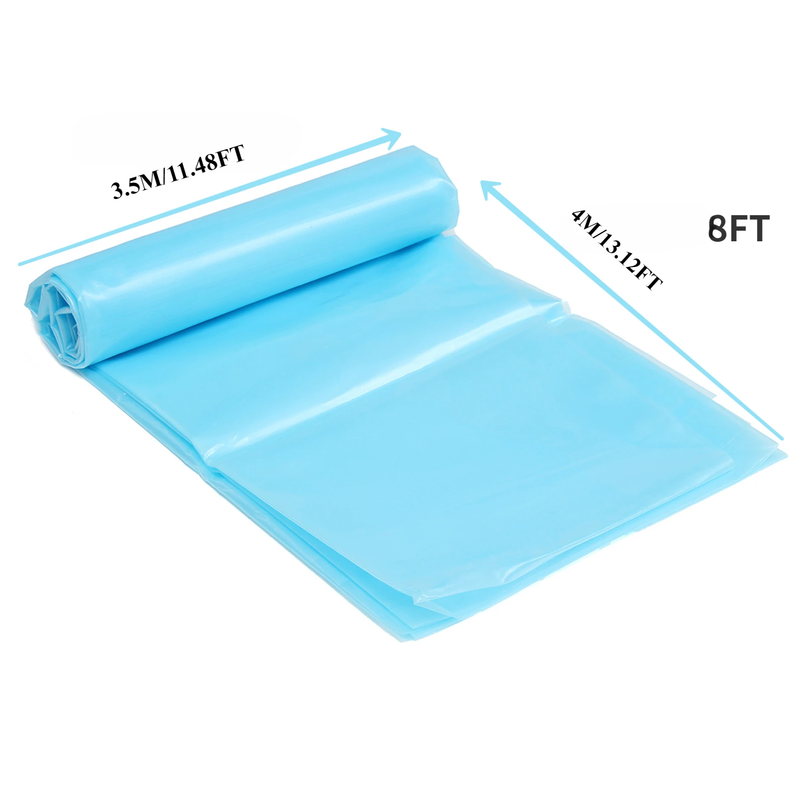 Pond Liner Flexible HDPE 0.2mm Thick Light Blue Easy Cutting Underlayment for Reservoir Koi Lotu Pond Stream Fountain 13x11.5FT