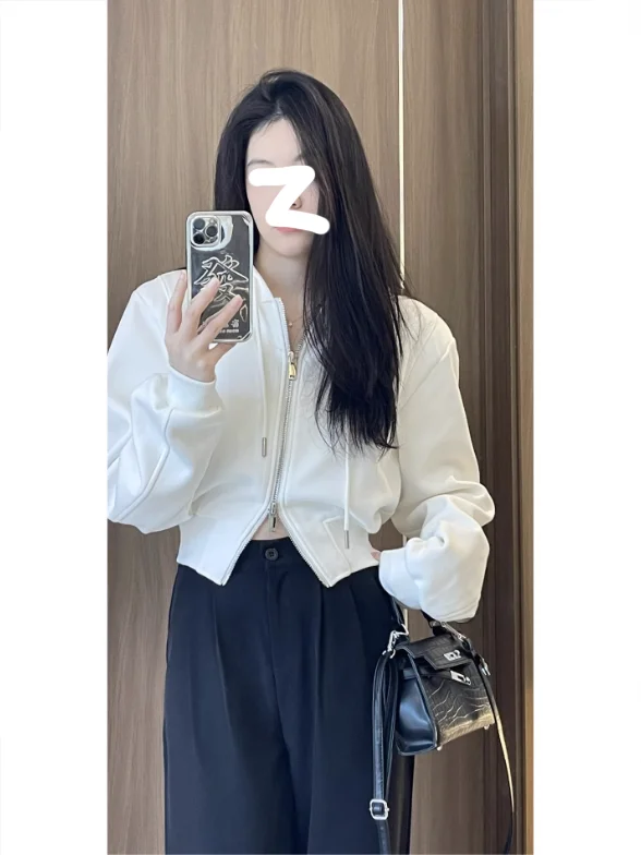 เสื้อฮู้ดมีซิป เสื้อผ้าผู้หญิง สไตล์โดดเด่น ไม่มีฮู้ด ลายสก็อต เรียบง่าย สไตล์มินิมอล สำหรับผู้หญิงและคู่รัก ทรงเข้ารูป ลายกราฟิกหลากหลาย