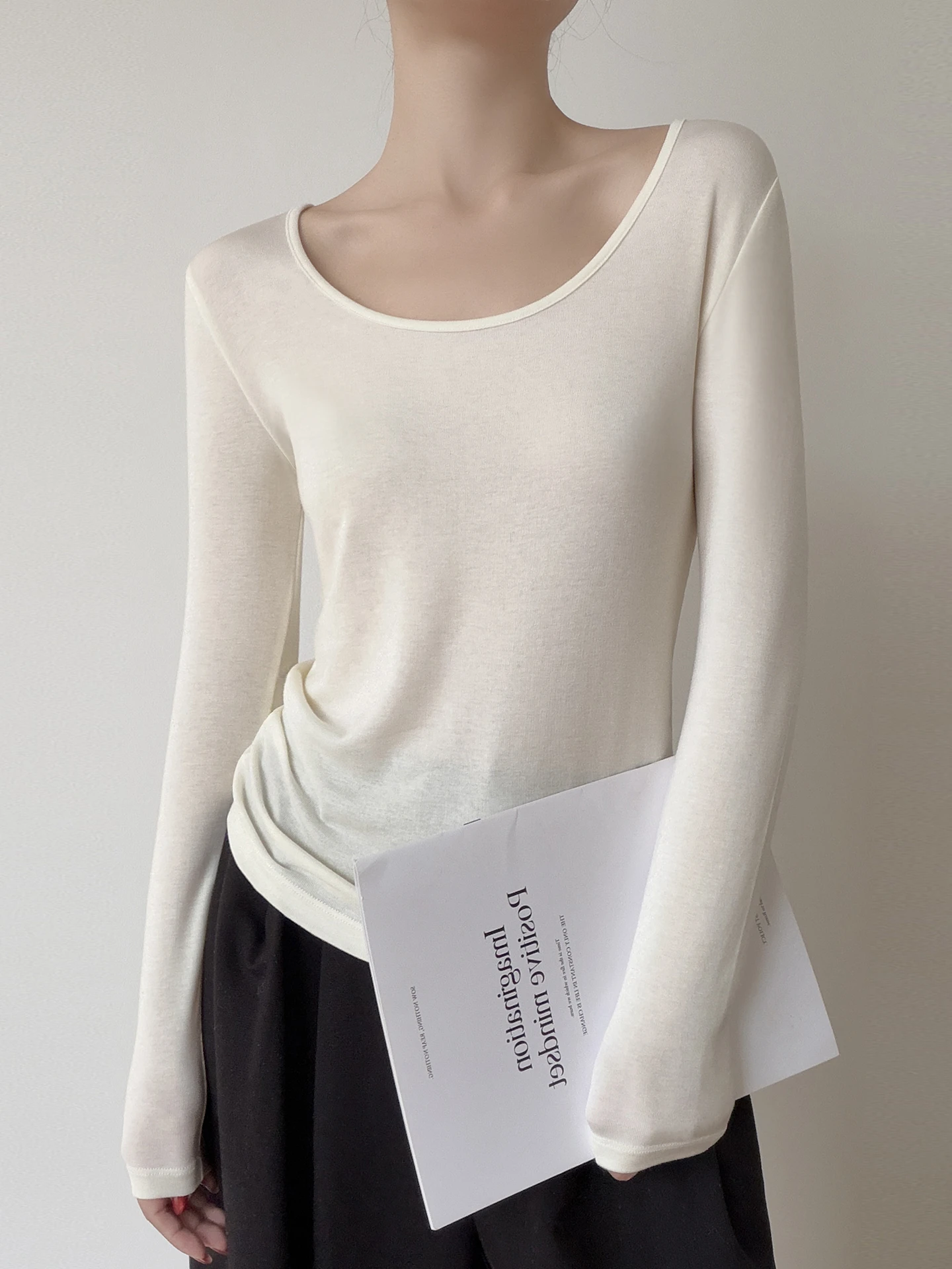 

Женская длинная футболка-базовый слой из ацетата, лиоцелла и шерсти, дышащая, облегающая, для ношения под одеждой