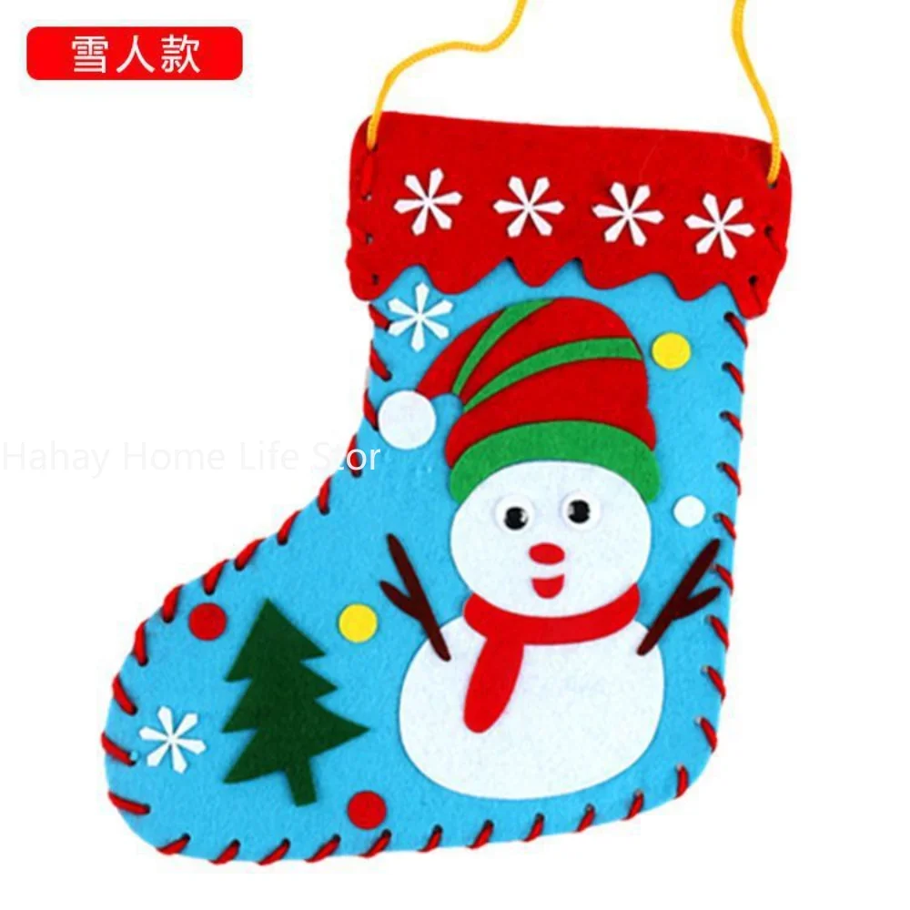 Kids DIY Christmas Socks Material Kit Puzzle Game Handmade Toy Early Learning Educational Toy for Children Craft Gift Xmas Decor