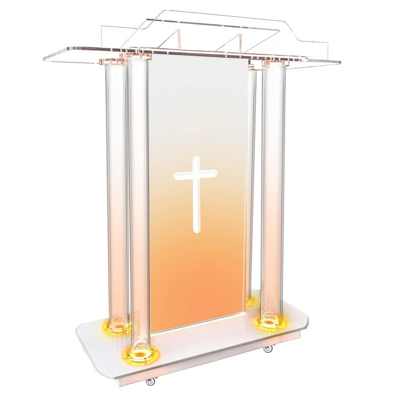 

Transparent acrylic church pulpit with wheels