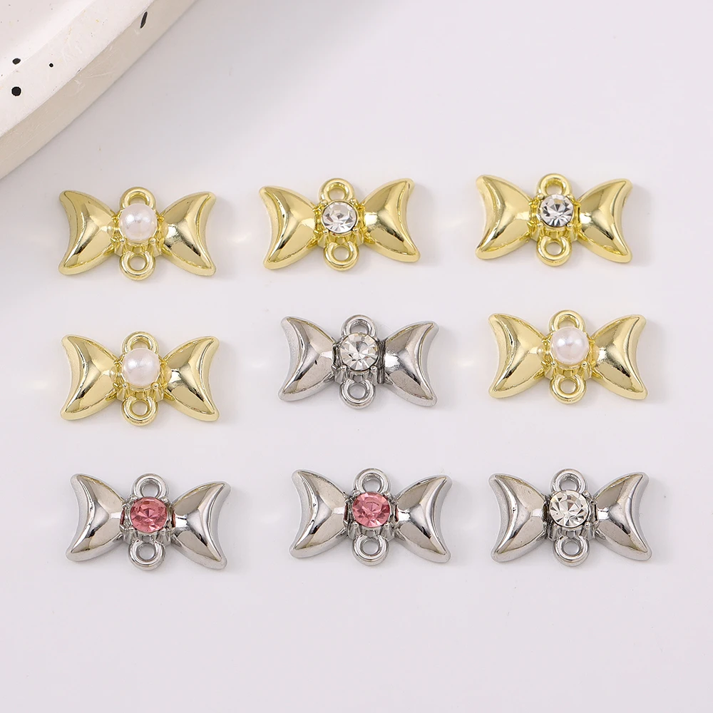 

5pcs Cute Alloy Cryatal CZ Bowknot Pendants Charms for Necklace Earrings Bracelet DIY Handmade Accessories Supplies