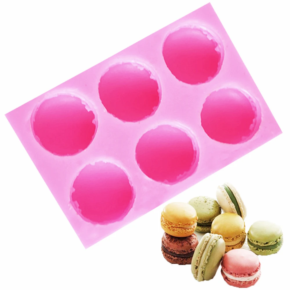 Molde de Silicona 3D para Macarons, Fondant, Decoración de Pasteles, Chocolate y Repostería - Molde para Hornear de 6 Cavidades para Dulces, Jabones y Velas