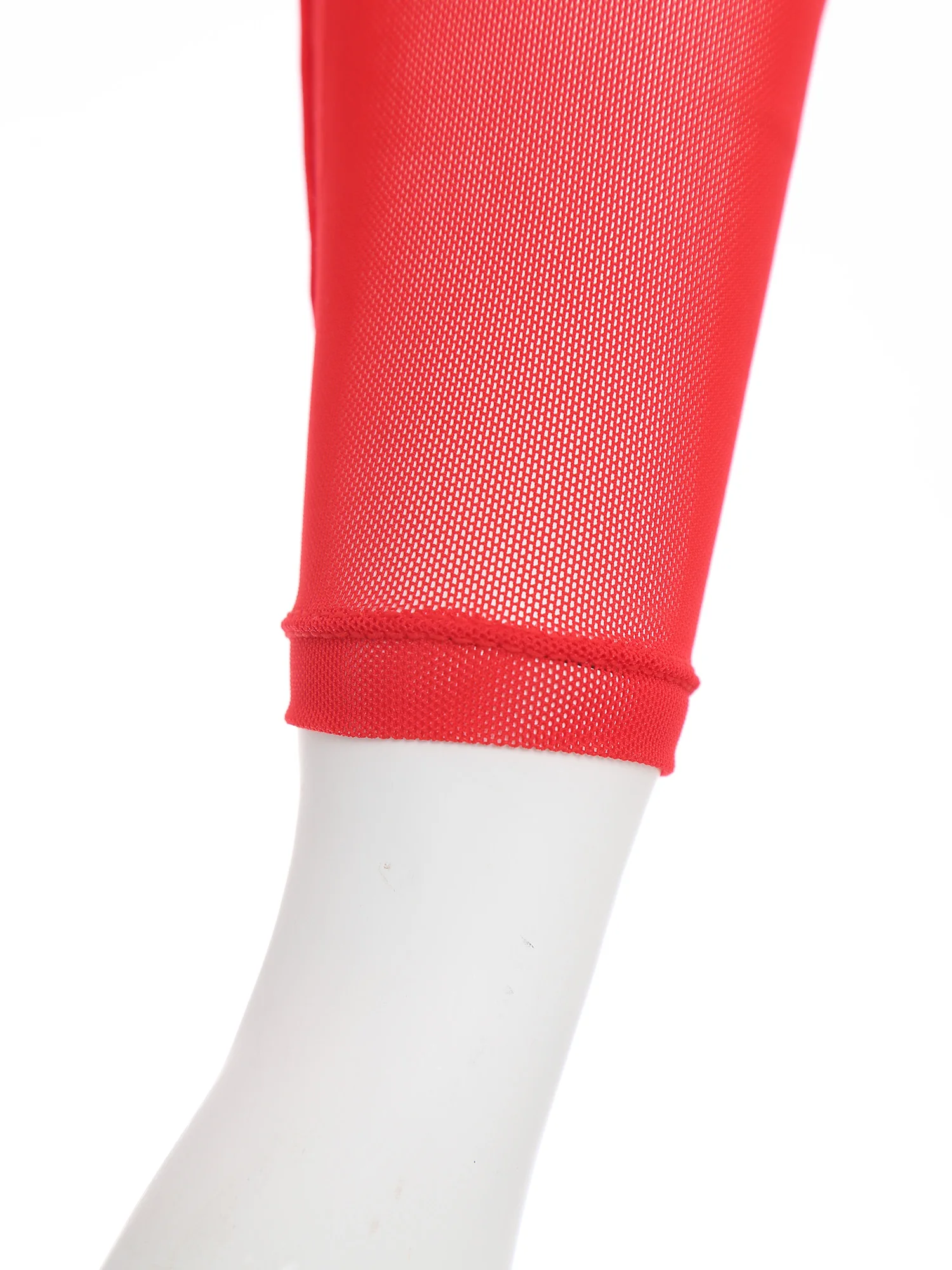 Womens Glossy PU Leather Latex Crop Top Sheer Mesh Long Sleeve Chest Hollow-Out Blouse Wet Look Pole Dance Raves Party Clubwear