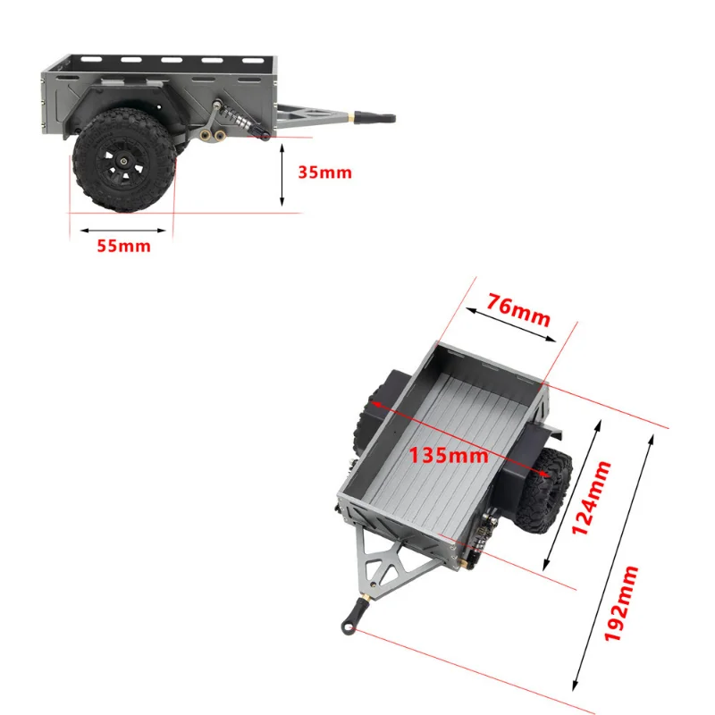 Metal Leaf Spring Hitch Mount Simulation Trailer for RC Car Traxxas 1/18 TRX-4M Non-destructive Installation Mood Decorations