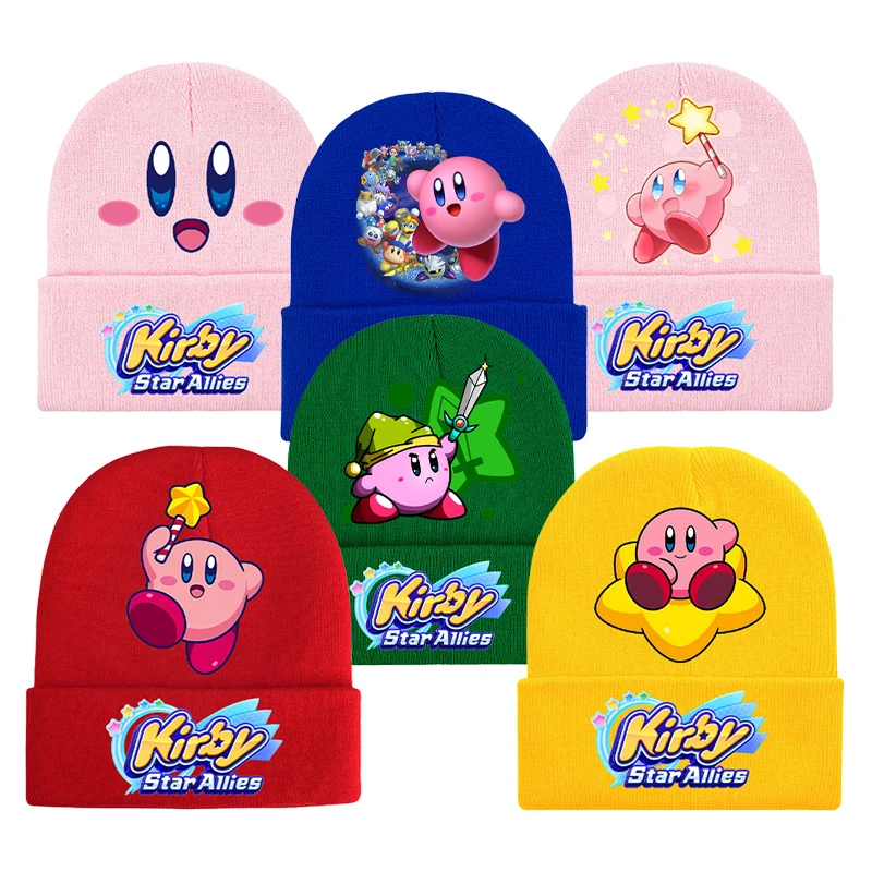 Star Kirbys Kid Knitted Hat Game Cartoon Girl Beanie Outdoor Casual Warm Fashion Hundred Take Knitted Cap Anime Child Adult Gift