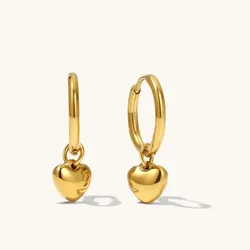 New ins Stainless Steel Heart Dnagle Circle Earring For Women Vintage Geometric Love Buckle Earrings Fashion Jewelry Gift