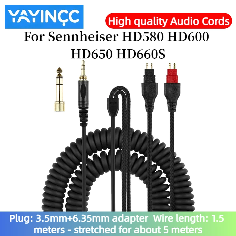 

YAYINCC 6.35mm Replacement Spring Coiled Cable For Sennheiser HD 660S2 660S 650 Massdrop 6XX 600 580 58X 565 545 535 525 headset