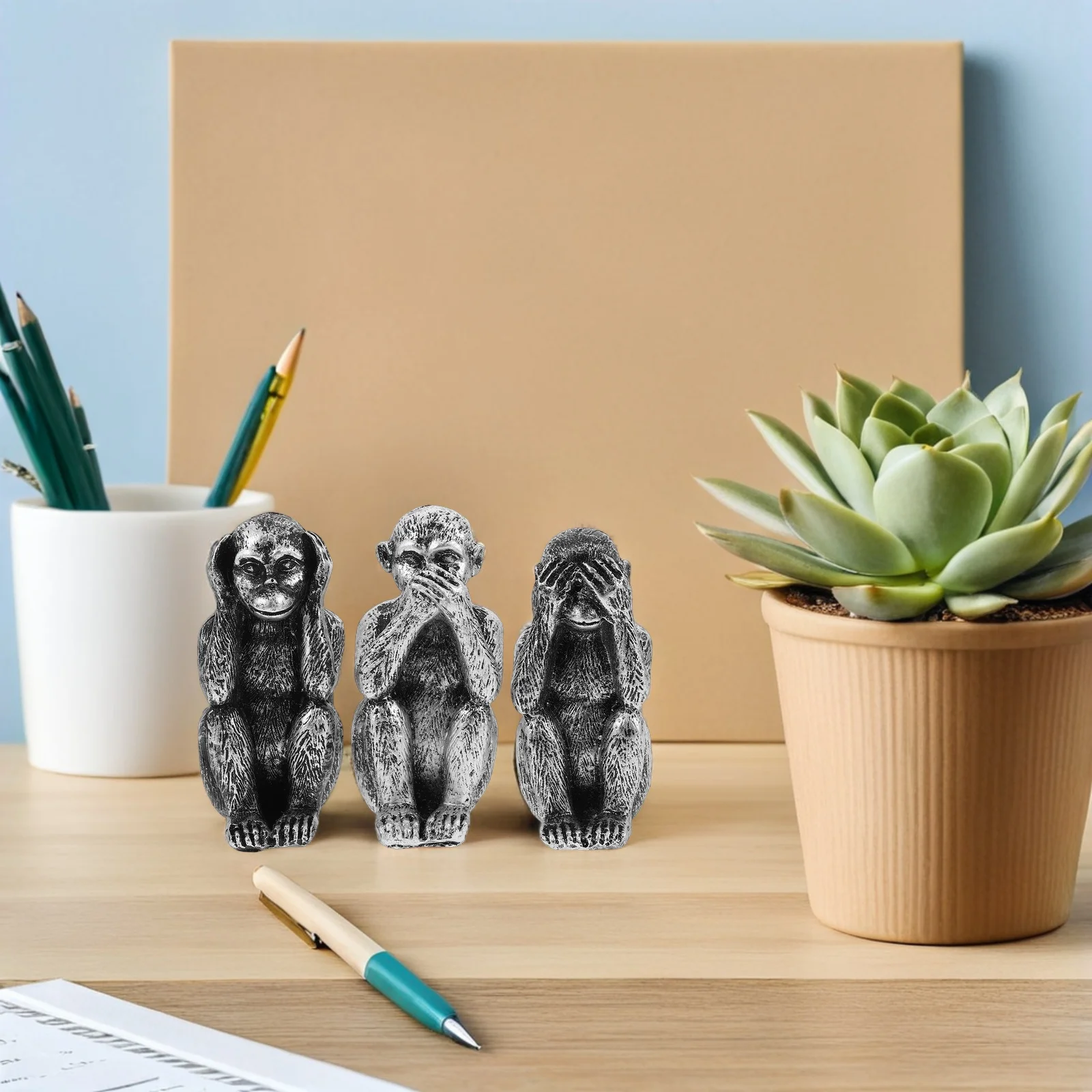 

3 Pcs Home Decor Monkey Figurine Small Resin Animal Ornaments Mini Animals Figures Statues Cute Sculpture Figurines