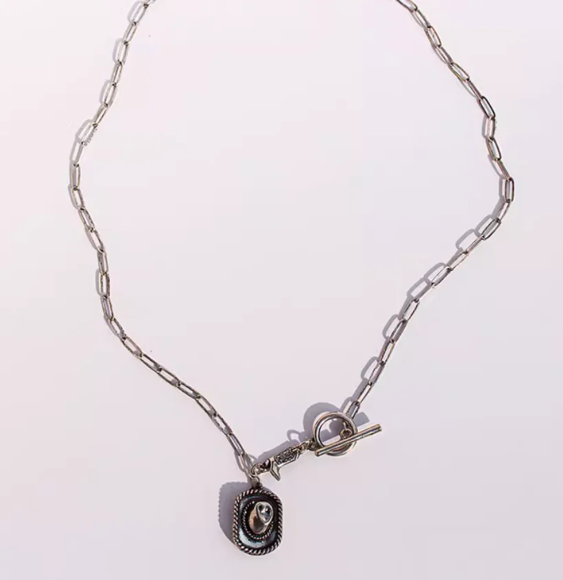Foreign trade jewelry retro personality Western cowboy boots earrings hat pendant OT buckle necklace