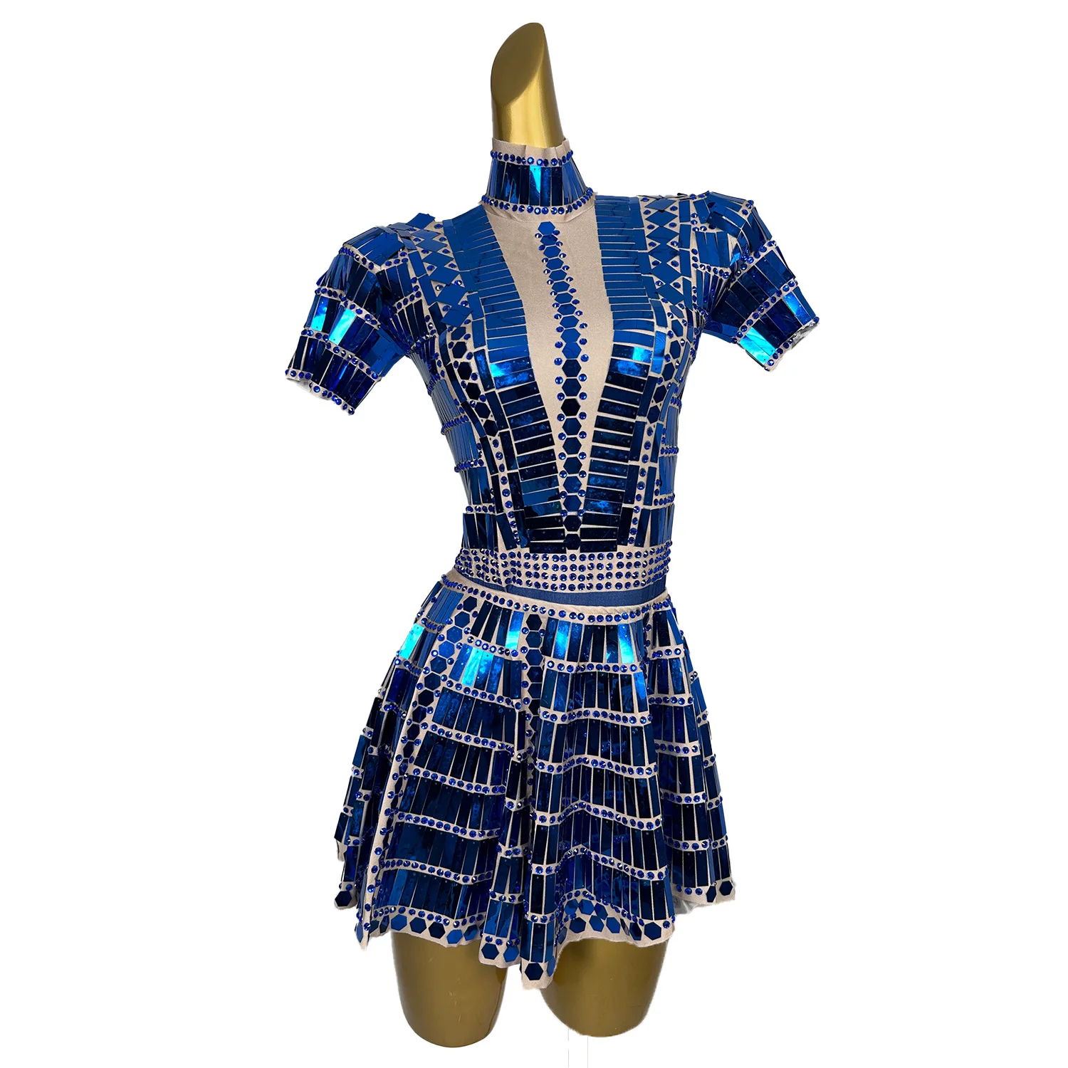 Shiny Blue Sequins Dancer Stage Dress Set Party Celebritv Women Nightclub Dress Showgirl Performance Costumes Lianghuanghuang