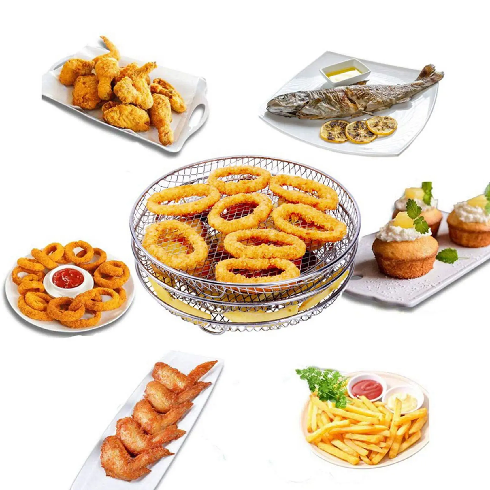 A005-6X Air Fryer Accessories Three Stackable Racks For Gowise Phillips USA Cozyna Ninja Air Fryer,Air Fryer Rack
