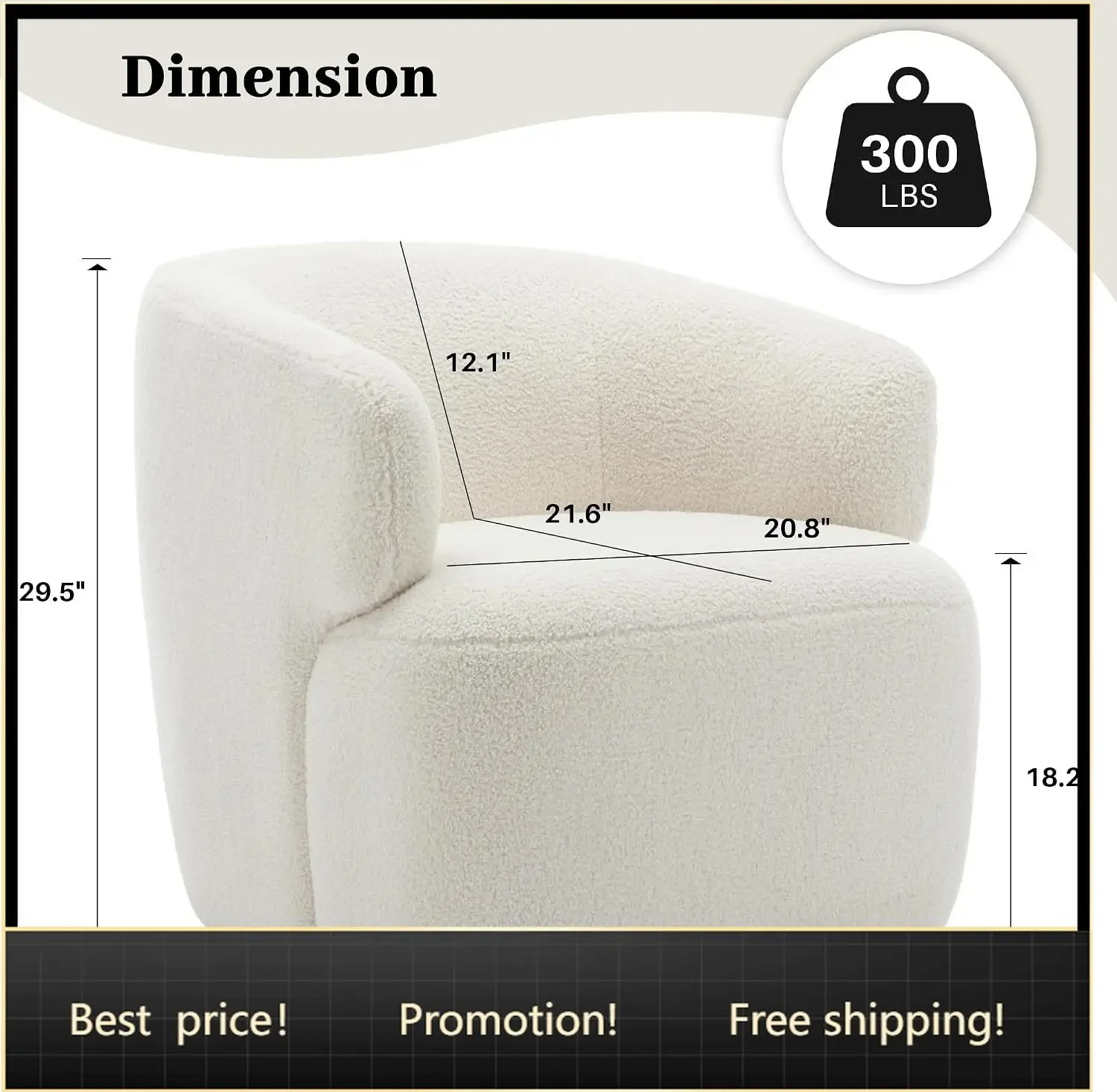 Brand new fast shippingBestsellerSwivel Accent Chair, Boucle Round Upholstered Barrel Chair | Thick Padded Seat, Silent 360° Swi