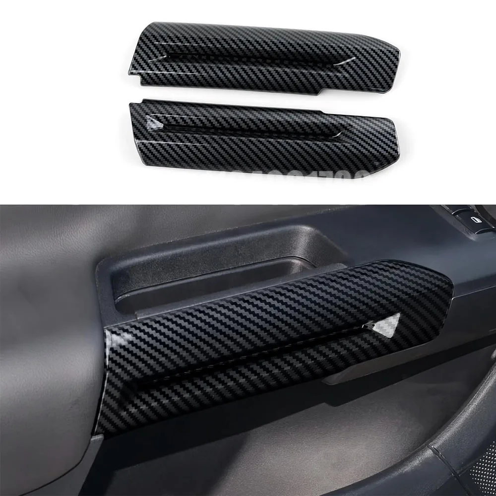 

2PCS Inner Door Pull Doorknob Handle Bowl Cap Fit for 2024 2025 Ford Mustang Carbon Fiber Look Car Interior Cover Trim