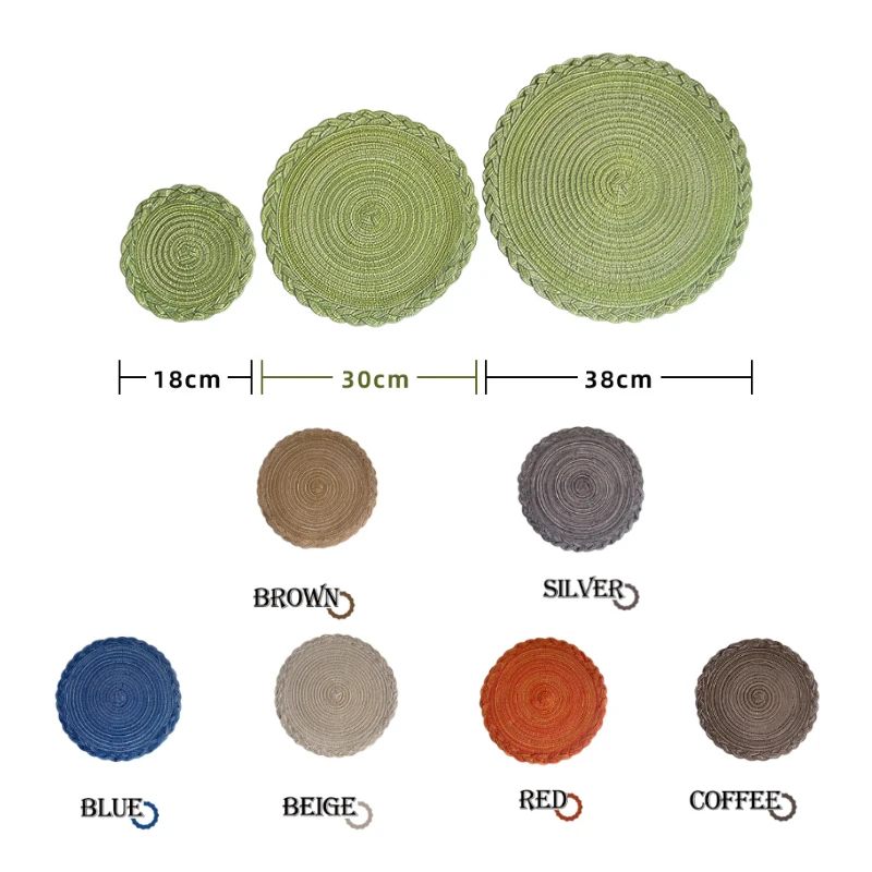 Round Woven Ramie Table Mat, Vinyl Individual Placemats for Table, Heat Insulation, Home Decoration - view 6
