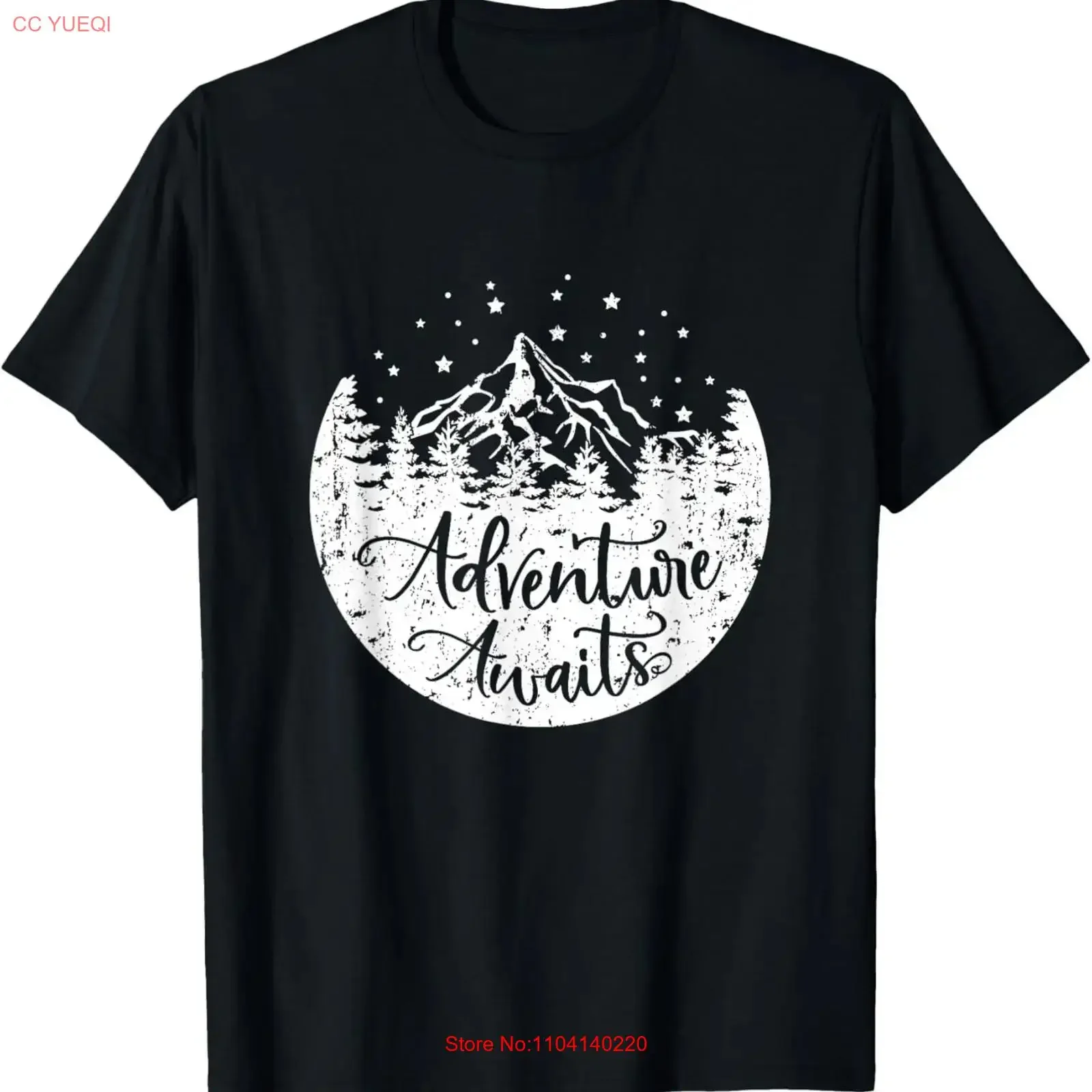 L'aventure vous attend dans la nature pour le camping et la randonnée – T-shirt décontracté pour homme, style vintage, délavé, respirant, extensible et doux