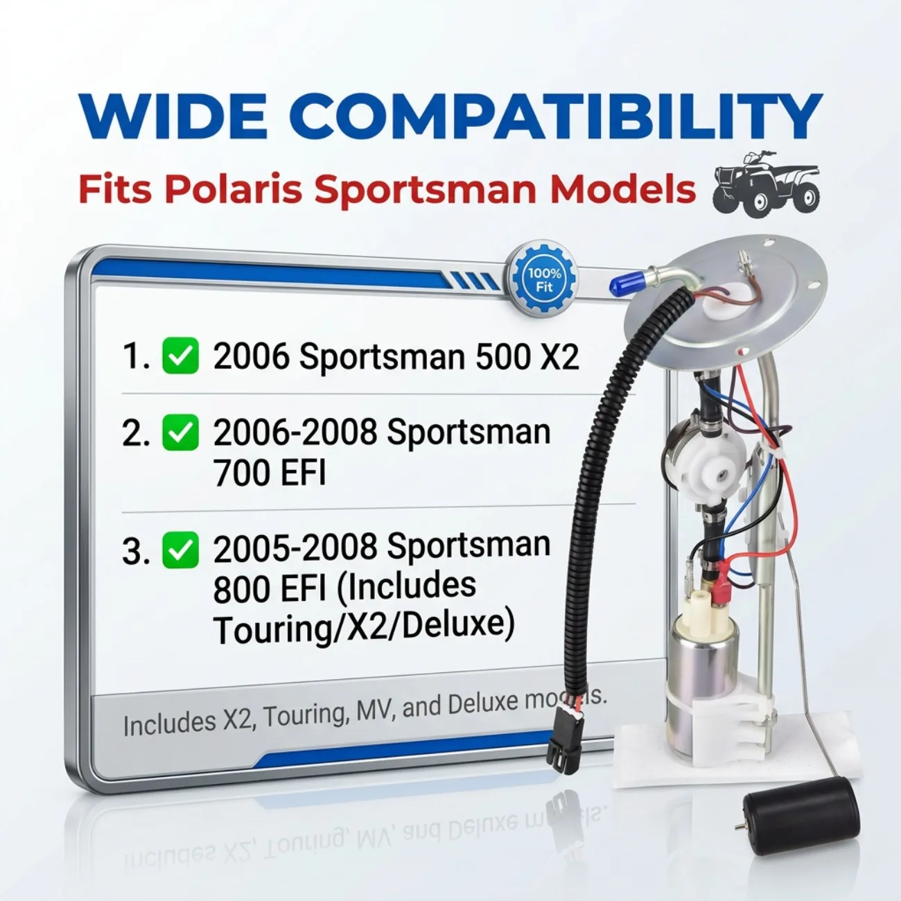 Fuel Pump Assembly Sending Unit 471048 For Polaris Sportsman 500 X2 2006 700 800 EFI 2006-2008 47-1048 2520776 2520496 5-Bolt
