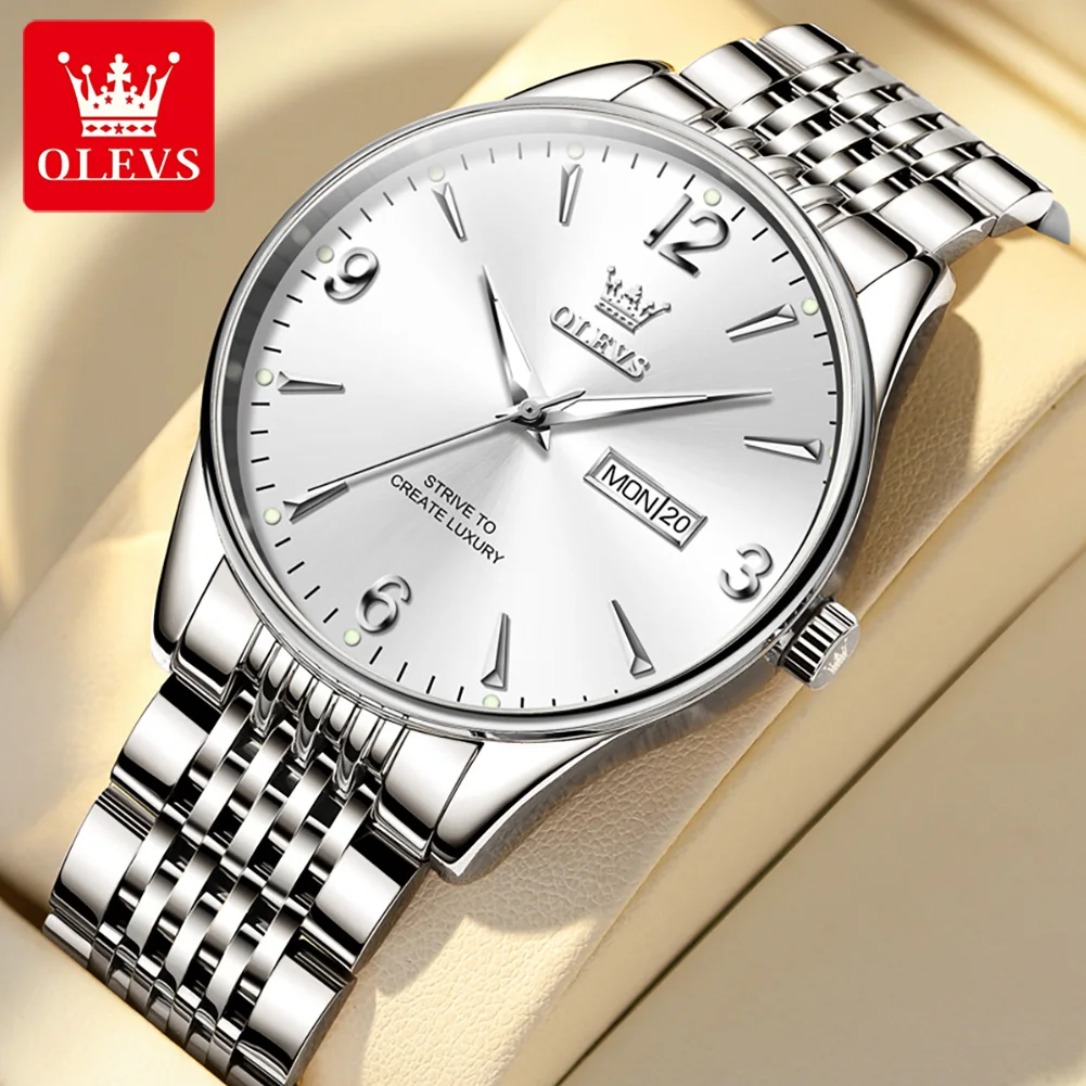 

OLEVS Brand Watch Fashion Double Calendar Quartz Watch Night Light Waterproof Men's Watch 2928