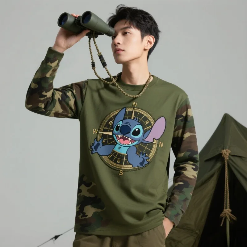 

MOTO-Camouflage Stitch 3D printed summer and autumn new long sleeved top
